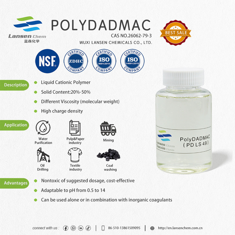 Flüssiger Typ Trinkwasserreinigungsmittel Polydadmac Koagulant Weites Spektrum Anwendbarkeit Nicht toxisch Umweltschonend