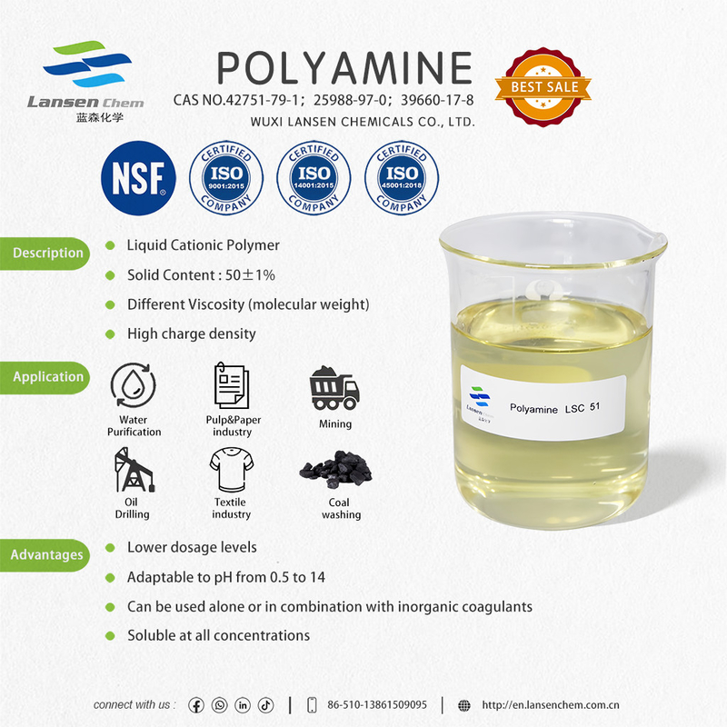 Kationische Polyamine-Wasserreinigungschemikalien zur Abwasserbehandlung und Abfärbung in der Textilindustrie